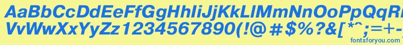 フォントPragmat9 – 青い文字が黄色の背景にあります。