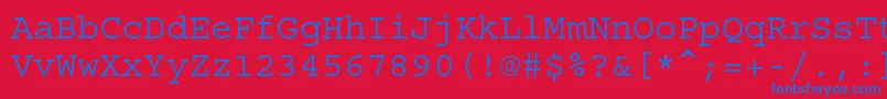 Courierstd-Schriftart – Blaue Schriften auf rotem Hintergrund
