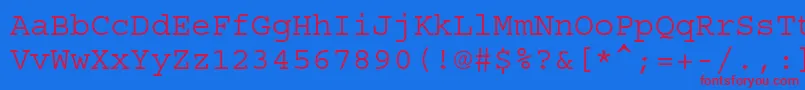 Courierstd-Schriftart – Rote Schriften auf blauem Hintergrund