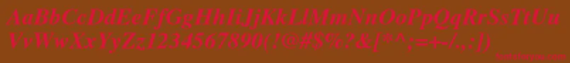 TimesltstdBolditalic Font – Red Fonts on Brown Background