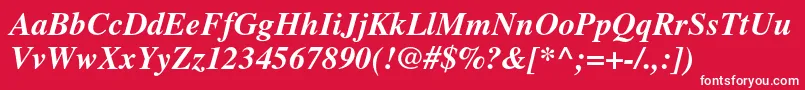 TimesltstdBolditalic Font – White Fonts on Red Background