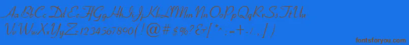 CyrillicribbonNormal-Schriftart – Braune Schriften auf blauem Hintergrund