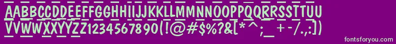 フォントADominotituldcfrcmb – 紫の背景に緑のフォント