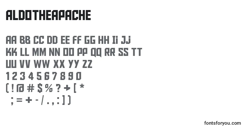 Schriftart Aldotheapache – Alphabet, Zahlen, spezielle Symbole
