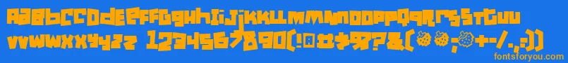 Mullet ffy-Schriftart – Orangefarbene Schriften auf blauem Hintergrund