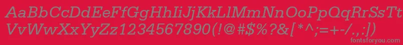 フォントSerifastdItalic – 赤い背景に灰色の文字