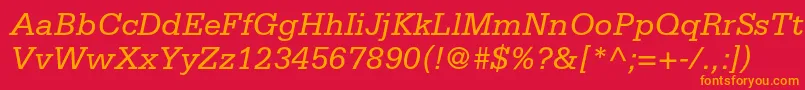 フォントSerifastdItalic – 赤い背景にオレンジの文字