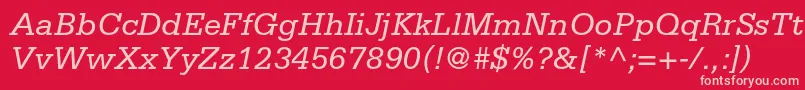 SerifastdItalic-fontti – vaaleanpunaiset fontit punaisella taustalla