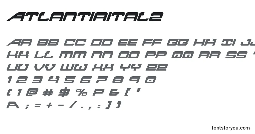 A fonte Atlantiaital2 – alfabeto, números, caracteres especiais