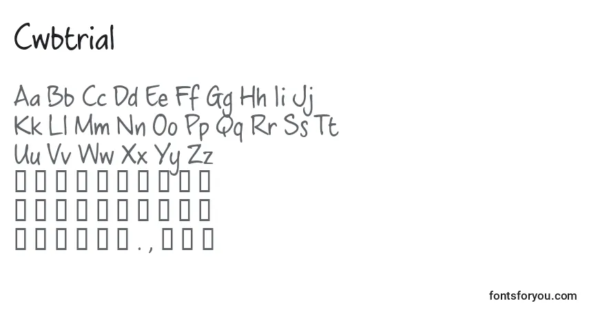 Schriftart Cwbtrial – Alphabet, Zahlen, spezielle Symbole