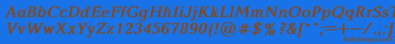 フォントBalticaBoldItalic – 茶色の文字が青い背景にあります。