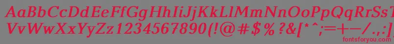 BalticaBoldItalic-Schriftart – Rote Schriften auf grauem Hintergrund