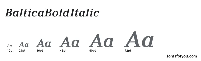 Размеры шрифта BalticaBoldItalic