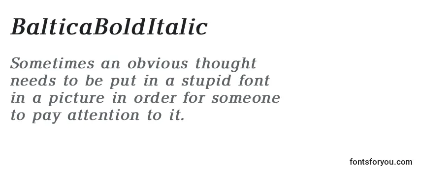 Überblick über die Schriftart BalticaBoldItalic