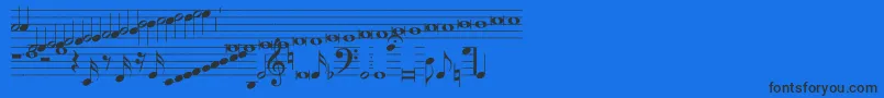Hymnus212-Schriftart – Schwarze Schriften auf blauem Hintergrund