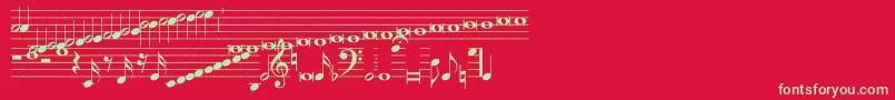 Hymnus212-fontti – vihreät fontit punaisella taustalla