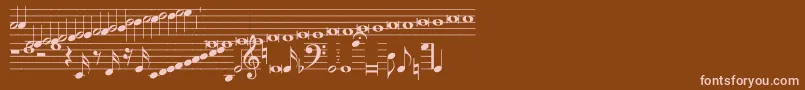 Hymnus212-fontti – vaaleanpunaiset fontit ruskealla taustalla
