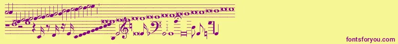 フォントHymnus212 – 紫色のフォント、黄色の背景