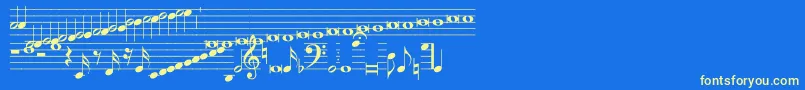 Hymnus212-Schriftart – Gelbe Schriften auf blauem Hintergrund