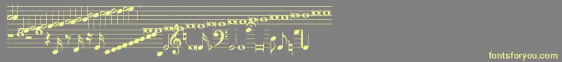 Hymnus212-fontti – keltaiset fontit harmaalla taustalla