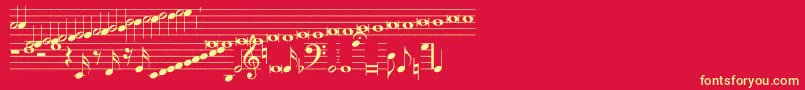 Fonte Hymnus212 – fontes amarelas em um fundo vermelho