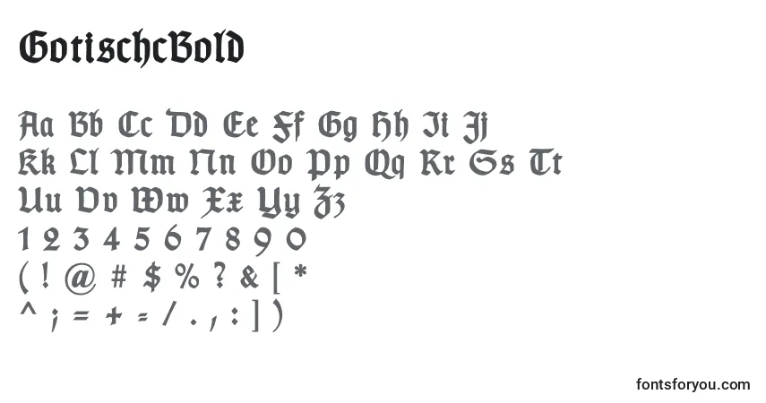 Schriftart GotischcBold – Alphabet, Zahlen, spezielle Symbole