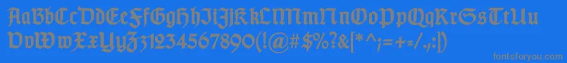 GotischcBold-Schriftart – Graue Schriften auf blauem Hintergrund