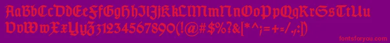 GotischcBold-Schriftart – Rote Schriften auf violettem Hintergrund