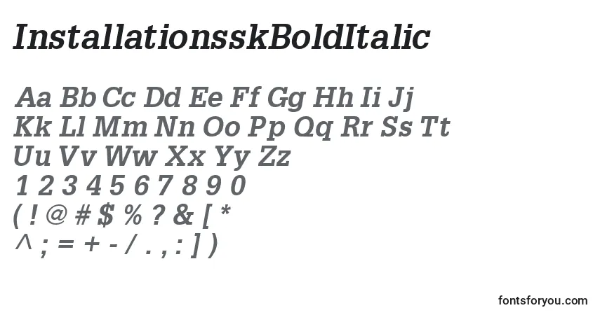 Шрифт InstallationsskBoldItalic – алфавит, цифры, специальные символы