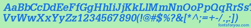 InstallationsskBoldItalic Font – Blue Fonts on Green Background