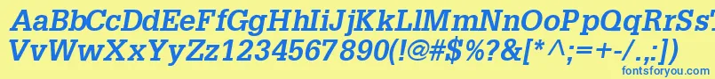 InstallationsskBoldItalic Font – Blue Fonts on Yellow Background