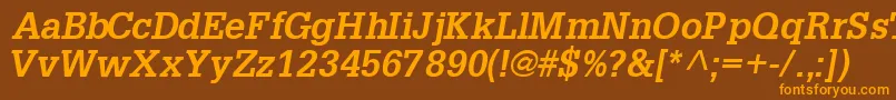 InstallationsskBoldItalic Font – Orange Fonts on Brown Background