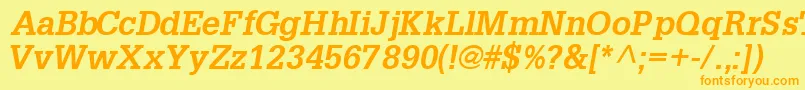 InstallationsskBoldItalic Font – Orange Fonts on Yellow Background