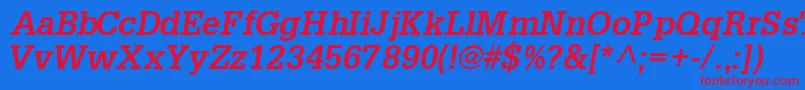 InstallationsskBoldItalic Font – Red Fonts on Blue Background