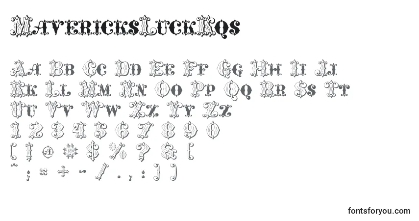 Czcionka MavericksLuckKqs – alfabet, cyfry, specjalne znaki
