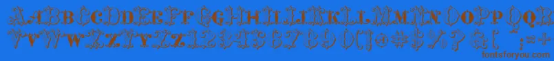 MavericksLuckKqs Font – Brown Fonts on Blue Background