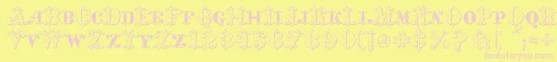 Шрифт MavericksLuckKqs – розовые шрифты на жёлтом фоне