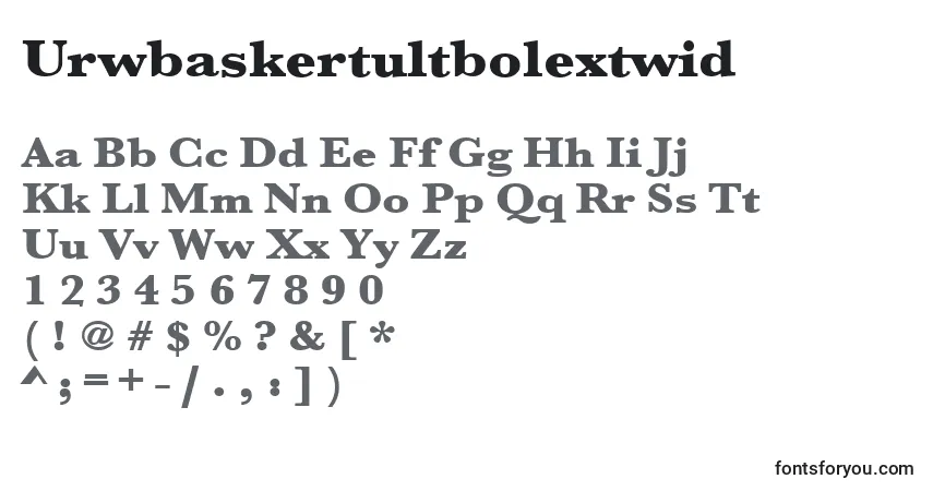 A fonte Urwbaskertultbolextwid – alfabeto, números, caracteres especiais