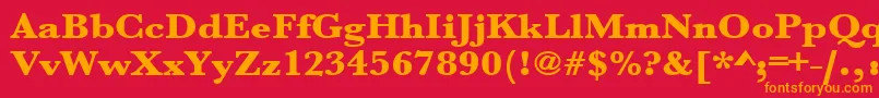 フォントUrwbaskertultbolextwid – 赤い背景にオレンジの文字