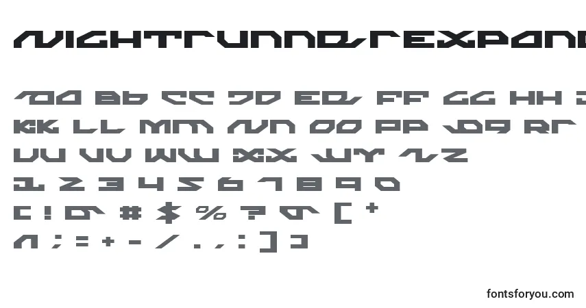 A fonte NightrunnerExpanded – alfabeto, números, caracteres especiais