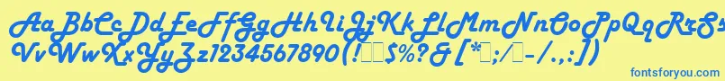 HarlowSolidLetPlain.1.0 Font – Blue Fonts on Yellow Background