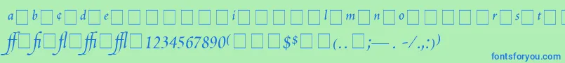 Czcionka ScriptoriaProSsi – niebieskie czcionki na zielonym tle