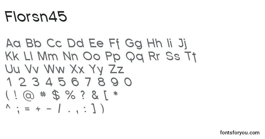 Шрифт Florsn45 – алфавит, цифры, специальные символы