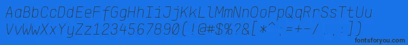 KlartextMonoThinItalic Font – Black Fonts on Blue Background