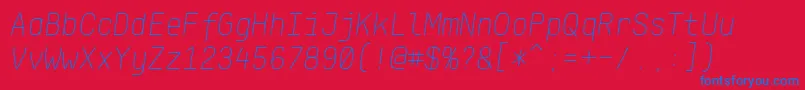 KlartextMonoThinItalic Font – Blue Fonts on Red Background