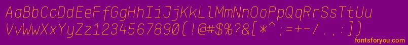 KlartextMonoThinItalic Font – Orange Fonts on Purple Background