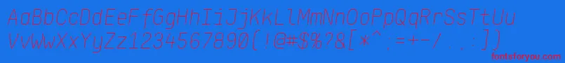 KlartextMonoThinItalic Font – Red Fonts on Blue Background