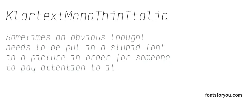KlartextMonoThinItalic-fontti