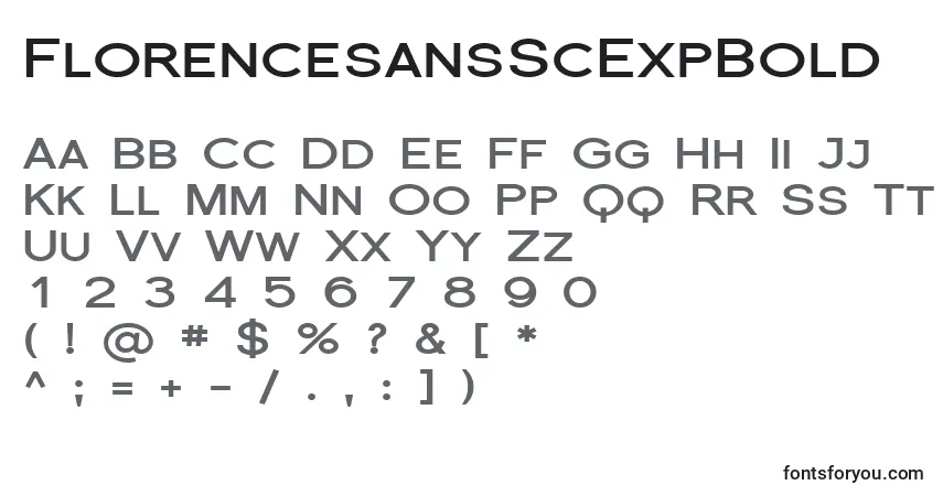 Czcionka FlorencesansScExpBold – alfabet, cyfry, specjalne znaki
