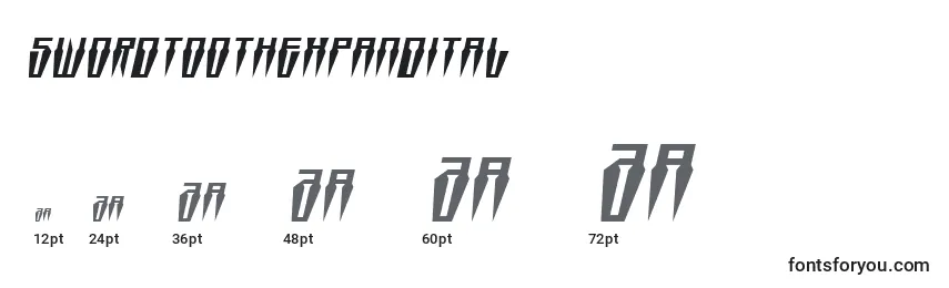 Размеры шрифта Swordtoothexpandital